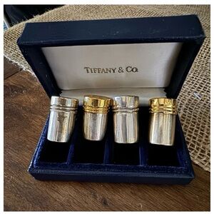 Tiffany & Co. sterling Silver w/ Gold mini salt & pepper Individual set of 4